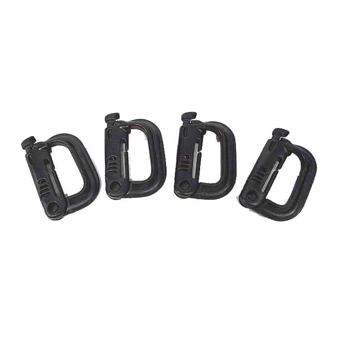 4pcs Grimloc Buckle Carabiner D-Ring Locking Molle Clips Snap BK