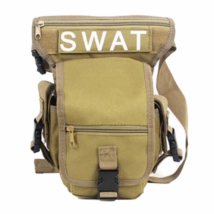 SWAT Military Drop Leg Bag Panel Utility Waist Belt Pouch Bag TAN - Click Image to Close