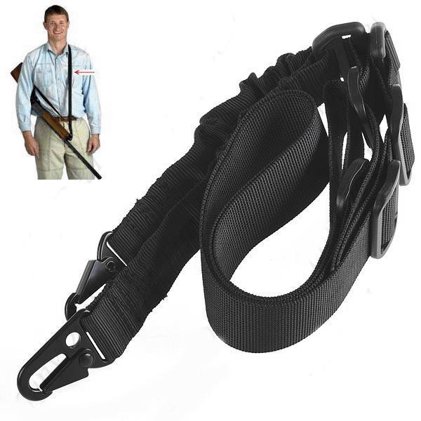 2 Point Adjustable Bungee Rifle Gun Sling Military Tactical Belt BK - Click Image to Close