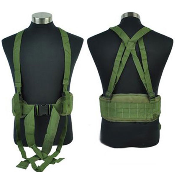 Molle Tactical Combat Waist Padded Belt With H-shaped Suspender OD