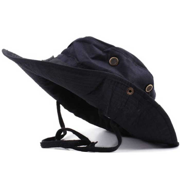 Wide Brim Boonie Cap Military Hunting Fishing Cap Outdoor Sun Hat BK - Click Image to Close