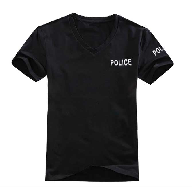 Tactical Police Short Sleeve V-neck T-Shirt Military Sport Shirt