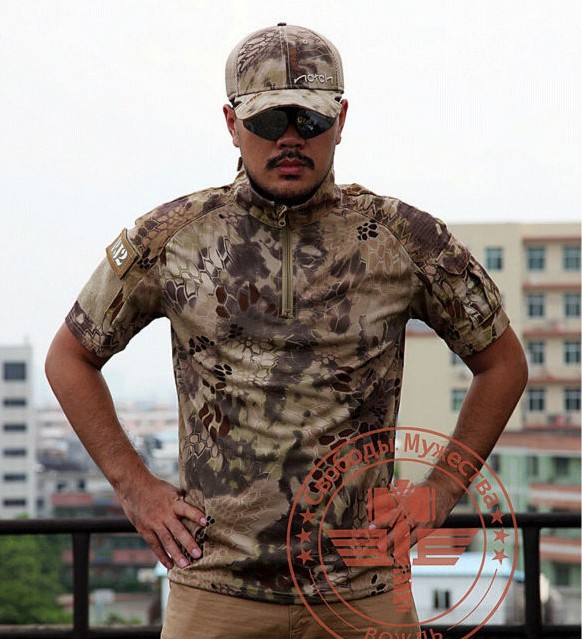 Camouflage Cotton Short Sleeved T-shirts Python Jungle wasteland