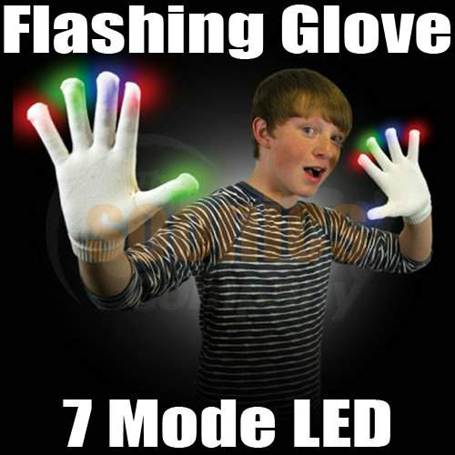 Ablaze 7 Mode LED Rave Light Finger Lighting Flashing Gloves