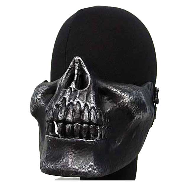 Airsoft Mask Silver Seal Skull Skeleton Half Face Protector BK - Click Image to Close