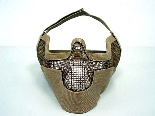 Cheap airsoft stalker bat style raider mesh mask tan