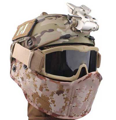 SWS Helmet Mounted Face Protector Half Face Nylon Mask Tan - Click Image to Close