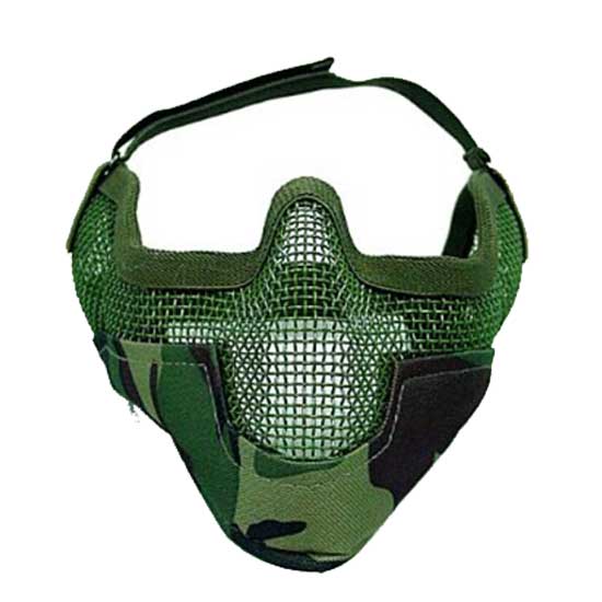 Airsoft stalker bat style raider mesh mask woodland camo - Click Image to Close