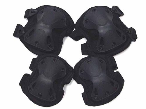 Airsoft Paintball Knee & Elbow Pads SWAT X-Cap Black - Click Image to Close