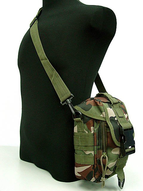 Airsoft Pouch Shoulder Bag Tools Mag Drop Camo Woodland - Click Image to Close