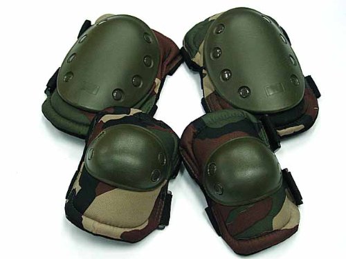 Airsoft Combat Woodland 2 Knee & 2 Elbow Pads