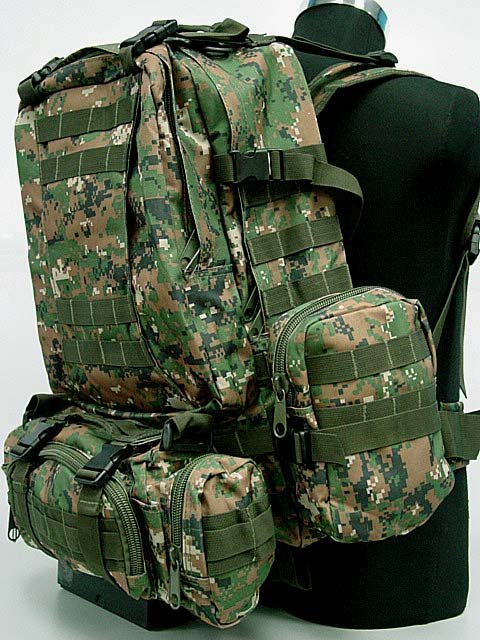 SWAT Tactical Gear Backpack Bag Digital Camo Woodland - Click Image to Close