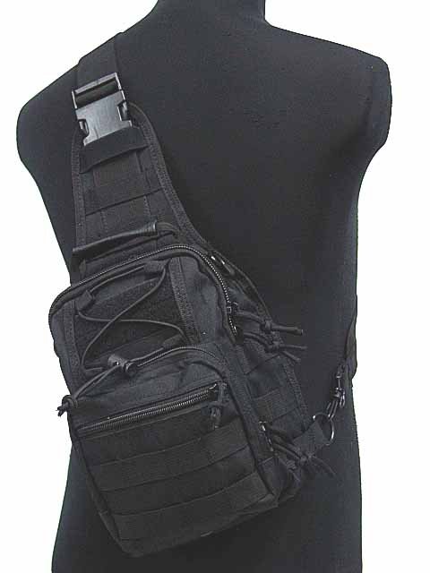 3-Way Pouch Molle Utility Gear Tactical Shoulder Sling Bag BK S - Click Image to Close