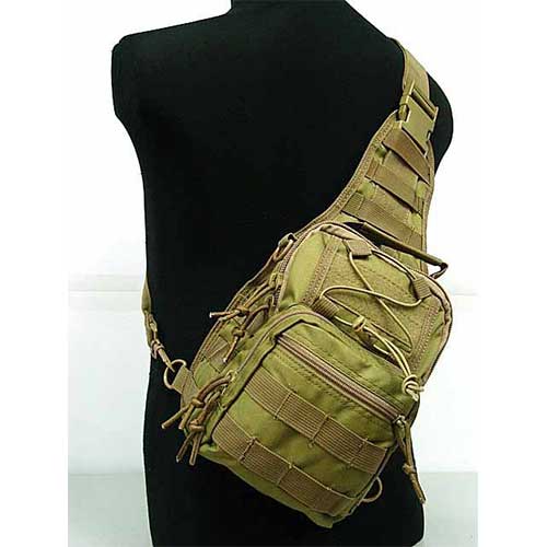 3-Way Pouch Nylon Wading Tactical Shoulder Sling Bag Travel Bags DE - Click Image to Close