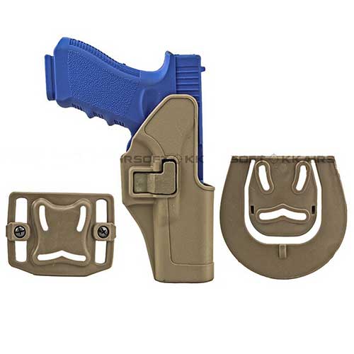 Black Holster Hawk CQC Short Gun Glock 17 22 31 Holster SERPA RH Tan