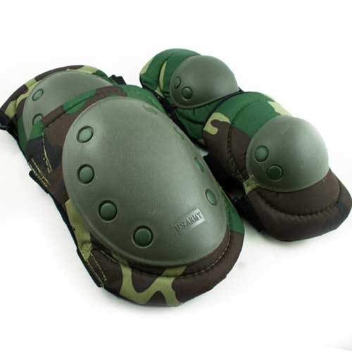 Paintball Airsoft Knee and Elbow Pads Woodland green Y5010 - Click Image to Close