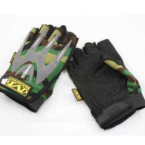 Mechanix M-Pact Mechanics Half Finger Gloves Green Camo - Click Image to Close