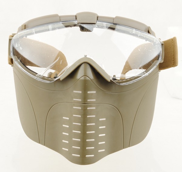 Full Face Tacticfal Goggle Mask Electric Turbo Mini Fan (Khaki)