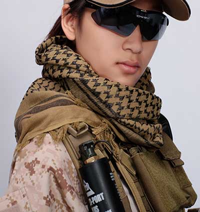 Tactical windproof Shemagh Arab scarf Chequered Mud/Brown