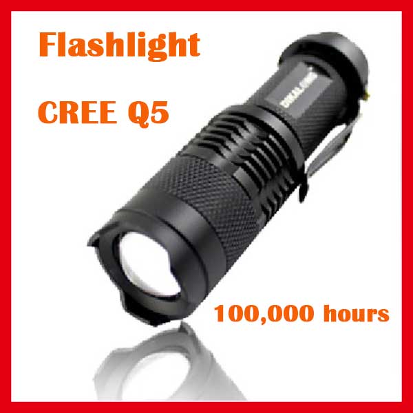 Airsoft Outdoor Tactical diving mini zoom Cree LED Q5 flashlight