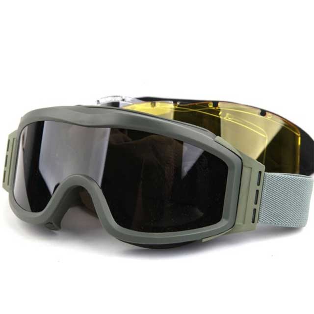 Military Tactical Goggles 3 Lens Army Profile NVG Glasses Airsoft BK - Click Image to Close