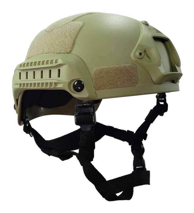 MICH 2001 Helmet Action Matrix Compact w NVG Mount & Side Rails TAN