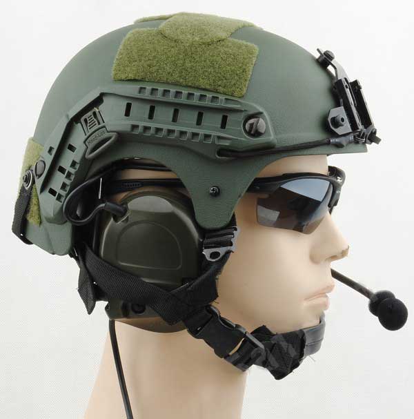 IBH Helmet with NVG Mount & Side Rail Tactical Protect OD - Click Image to Close