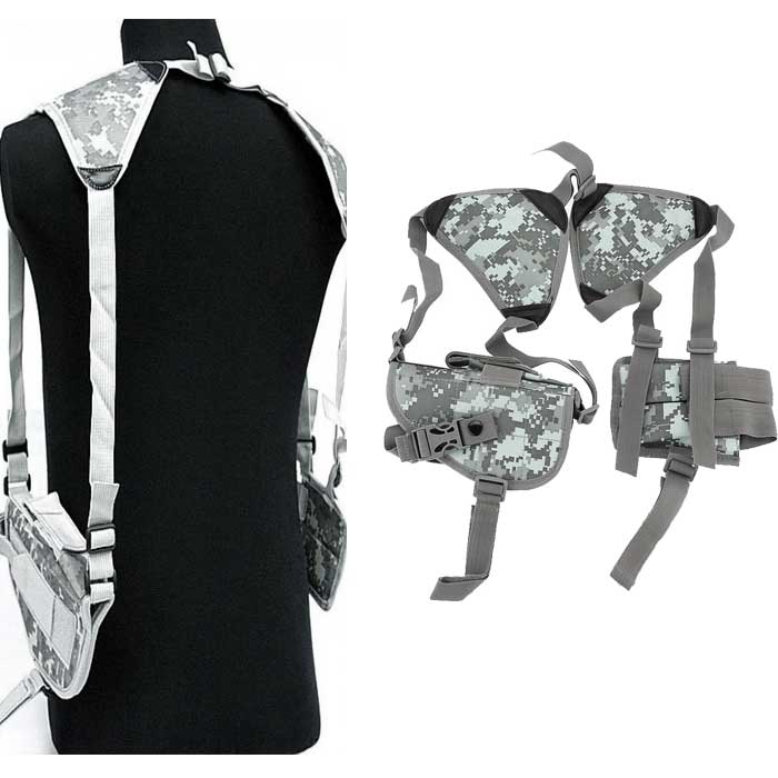 Tactical Double pistol Adjustable Shoulder Holster with mag pouh ACU - Click Image to Close