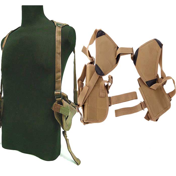 Tactical Army Shoulder Pistol Gun Holster+Double Magazine Mag Pouch - Click Image to Close