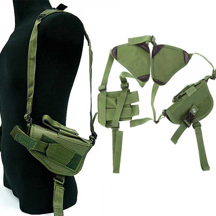 Tactical Army Horizontal Ambidextrous Pistol Shoulder Holster OD - Click Image to Close