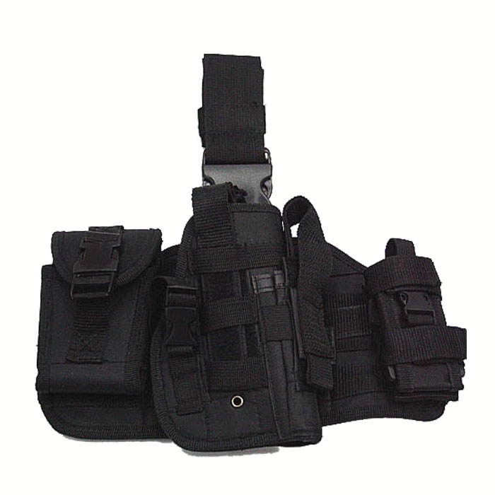 Molle Platform Drop Leg Holster Modular with MOLLE Pouches Mag BK - Click Image to Close