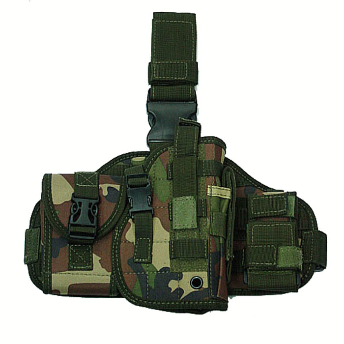 Molle Platform Pistol Drop Leg Holster with Gun Pouches Mag CL Camo - Click Image to Close