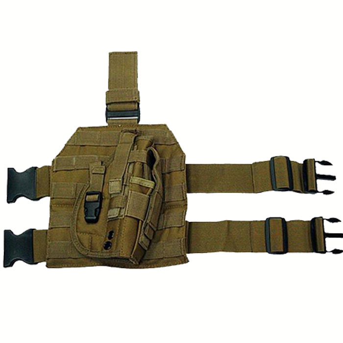 MOLLE Modular Drop Leg Platform with Panel Gun Holster TAN - Click Image to Close