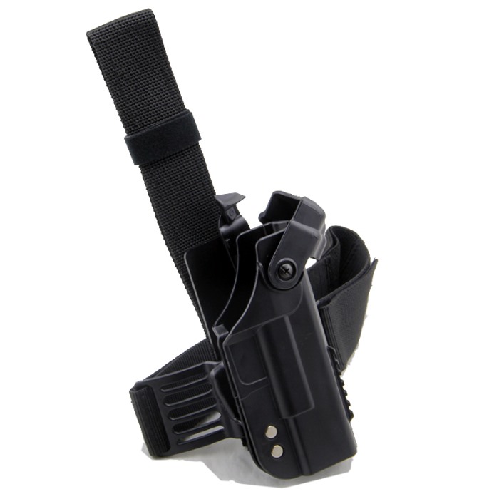 Double Security Glock Pistol Drop Leg Gun Holster Adjustable Belt BK - Click Image to Close