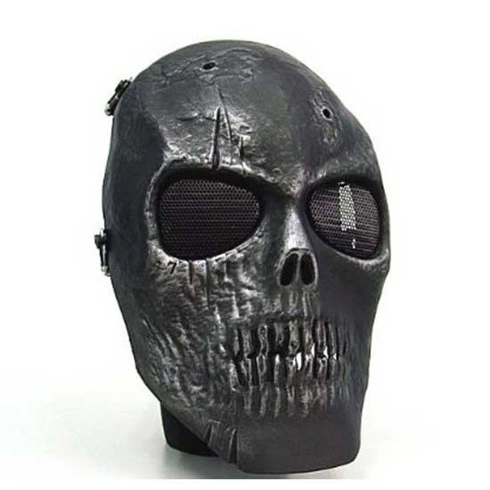 Army of Two Airsoft Full Face Skull Type Mask Silver Black