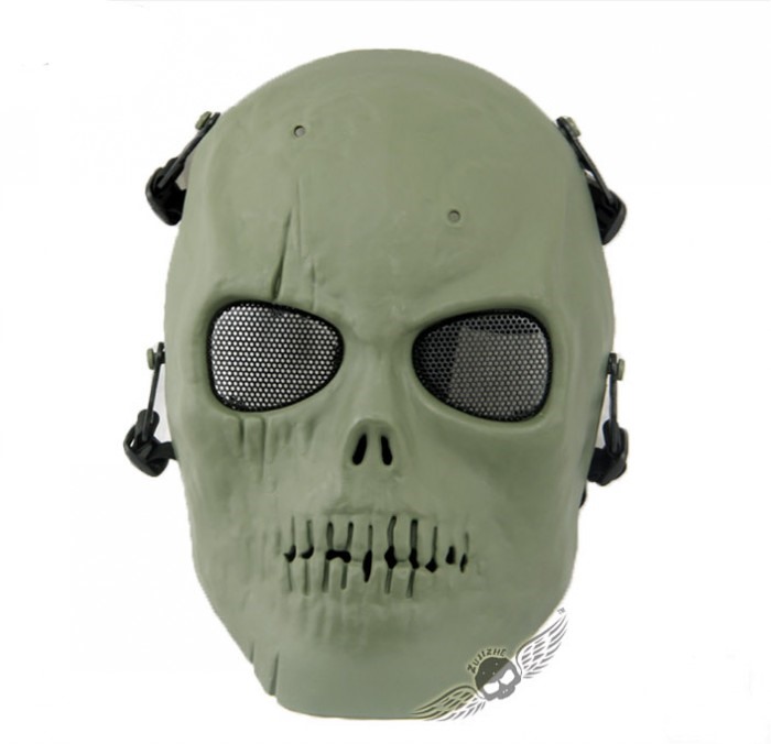 Skull Army Tactical Full Face Mask Skeleton Mask Hunting Party GREEN - Click Image to Close