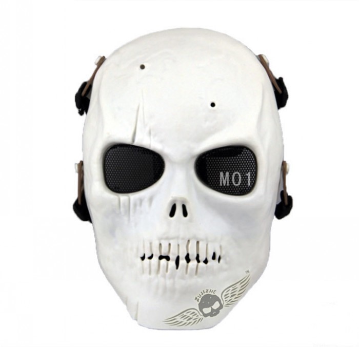 Skull Army Tactical Skull Skeleton Full Face Mask Paintball White - Click Image to Close