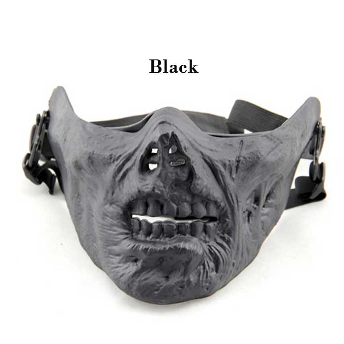 Cool Gear Tactical Airsoft Half Face Skull Mask Multifunction BK