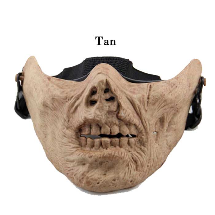 Cool Gear Tactical Airsoft Half Face Skull Mask Multifunction TAN