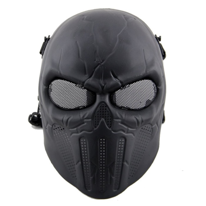 Punisher Eye Mesh Skull Full Face Mask Tactical Airsoft Masks BK - Click Image to Close