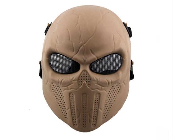 Punisher Eye Mesh Tactical Full Face Mask Cool Airsoft Mask TAN - Click Image to Close