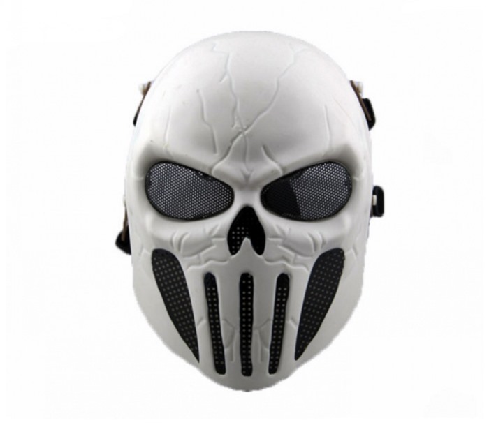 Punisher Eye Mesh Skull Full Face Mask Tactical Airsoft Masks White