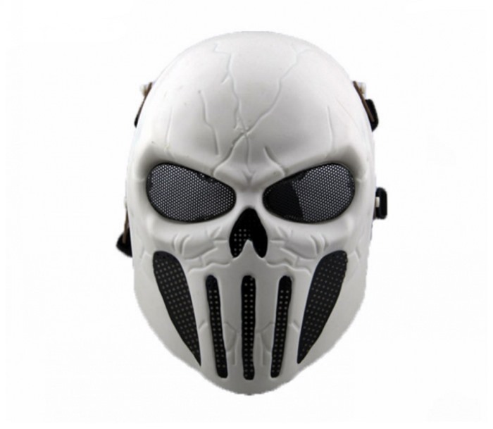 Punisher Eye Mesh Skull Full Face Mask Tactical Airsoft Masks White - Click Image to Close