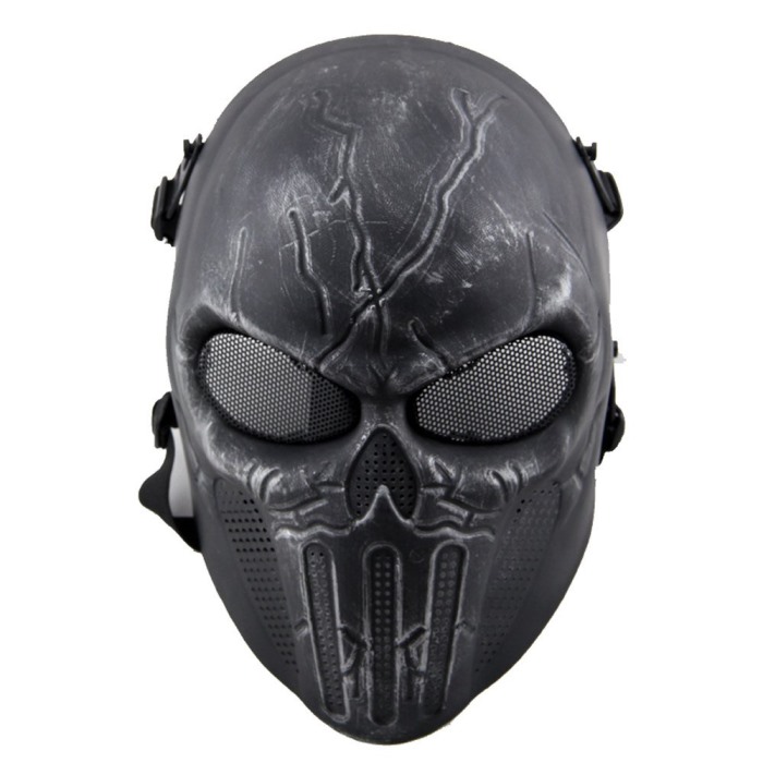 Punisher Eye Mesh Skull Face Mask Airsoft Tactical Mask Sliver Black