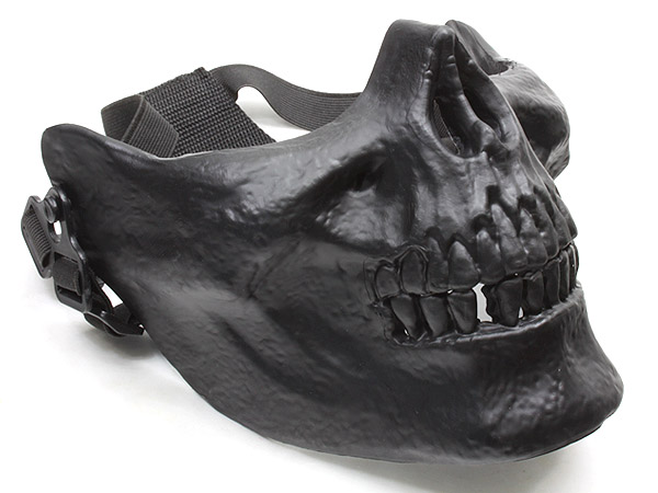 Cacique Skull Half airsoft Mask Multi-facility Black - Click Image to Close