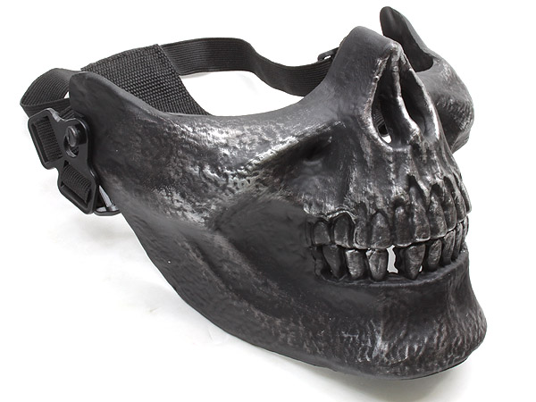 Cool airsoft Mask Half Cacique Skull Skeleton Silver Black - Click Image to Close