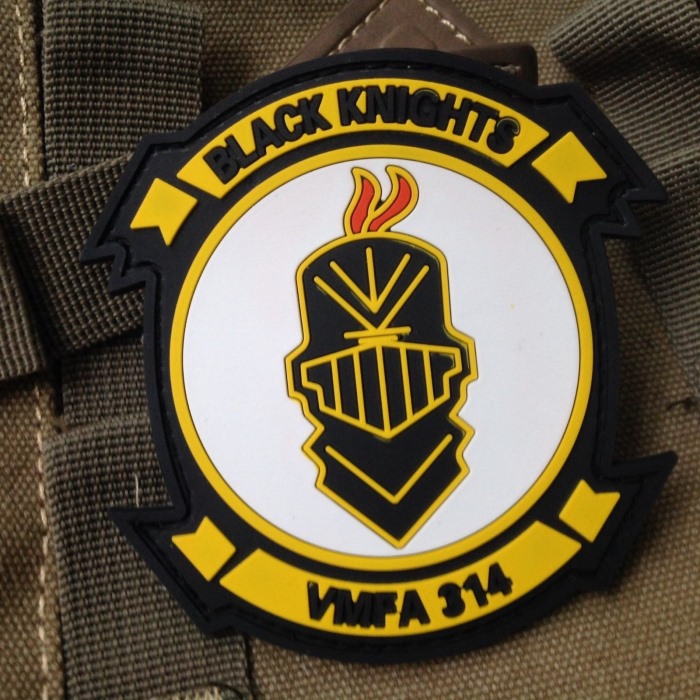 Black Knights VMF PVC Velcro Patch 3D Rubber Morale Badge - Click Image to Close