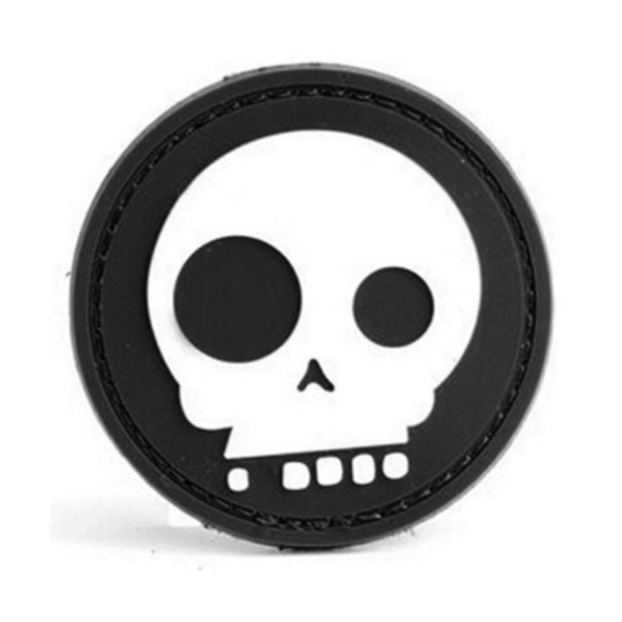 Cartoon Skull 3D PVC Velcro Patch Airsoft Rubber Morale Badge Black - Click Image to Close