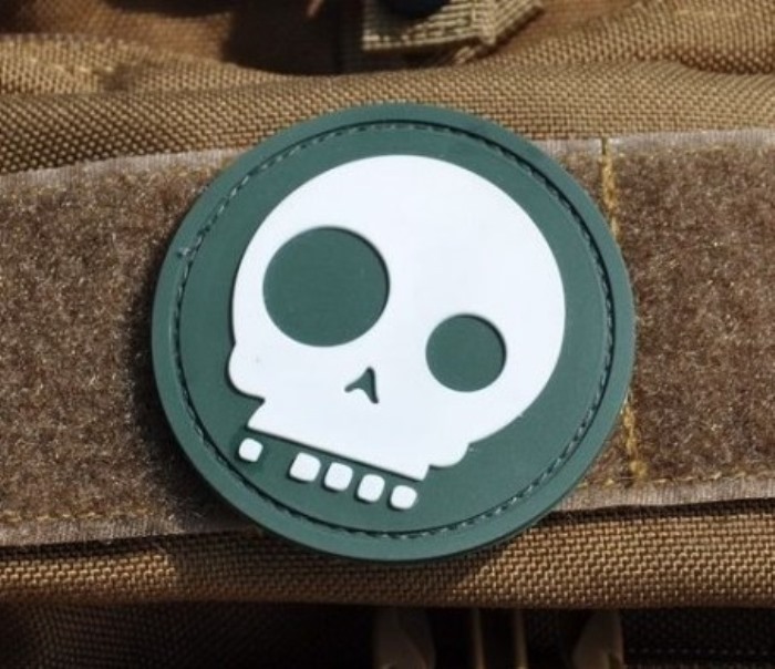 Cartoon Skull 3D PVC Velcro Patch Airsoft Rubber Morale Badge OD - Click Image to Close