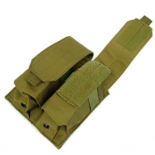 Double Pistol Mag Pouch Tactical Molle Magazine M4 5.56mm Nylon DE